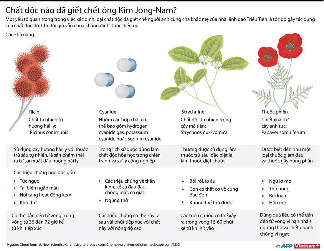 [Infographics] Chất độc nào đã giết chết ông Kim Jong-nam? ảnh 1