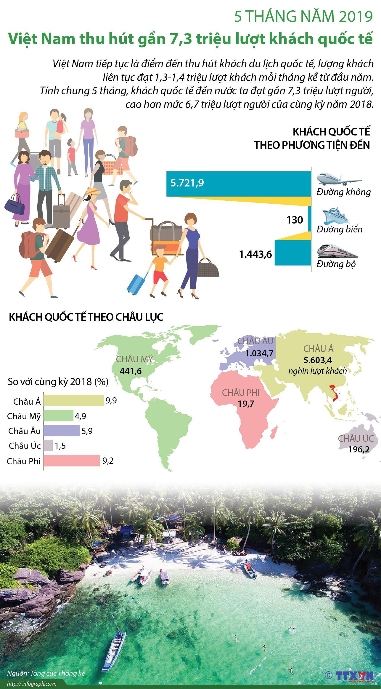 [Infographics] Việt Nam thu hút gần 7,3 triệu lượt khách quốc tế ảnh 1