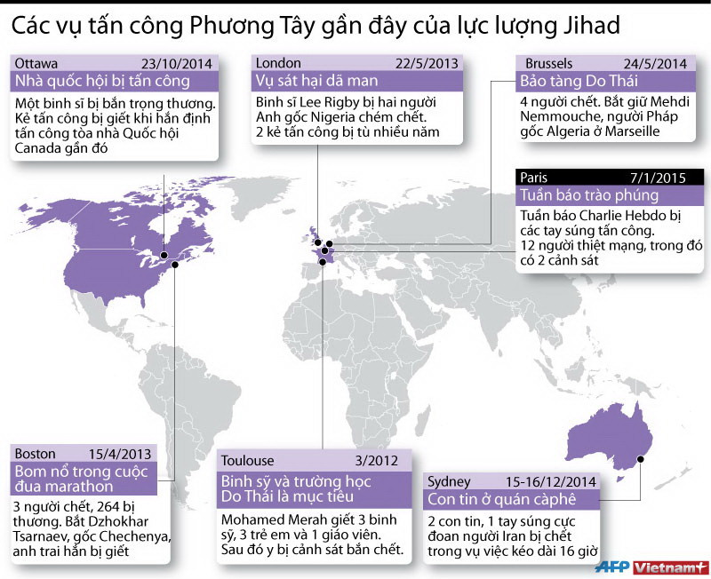 [Infographics] Các vụ tấn công phương Tây của lực lượng Jihad ảnh 1