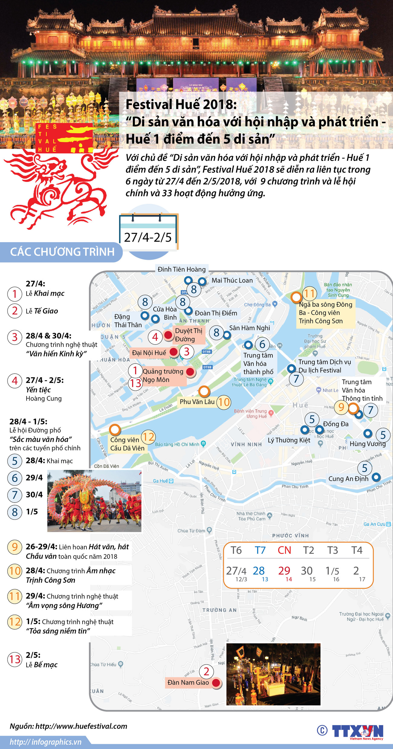 [Infographics] Các hoạt động chính tại Festival Huế 2018 ảnh 1