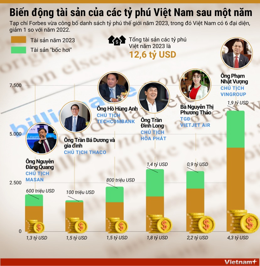 [Infographics] Biến động tài sản của các tỷ phú Việt Nam sau một năm ảnh 1