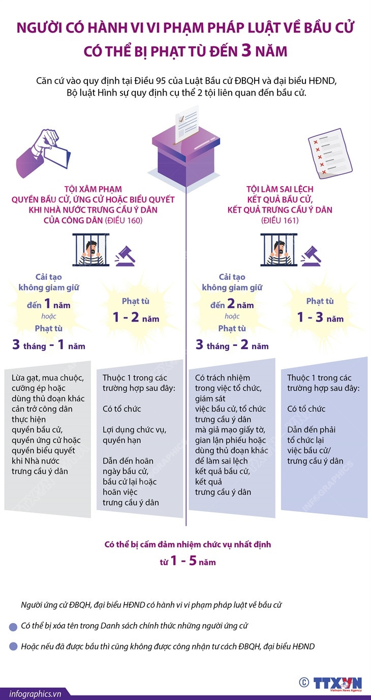 Người có hành vi vi phạm pháp luật về bầu cử có thể bị phạt tù ảnh 1