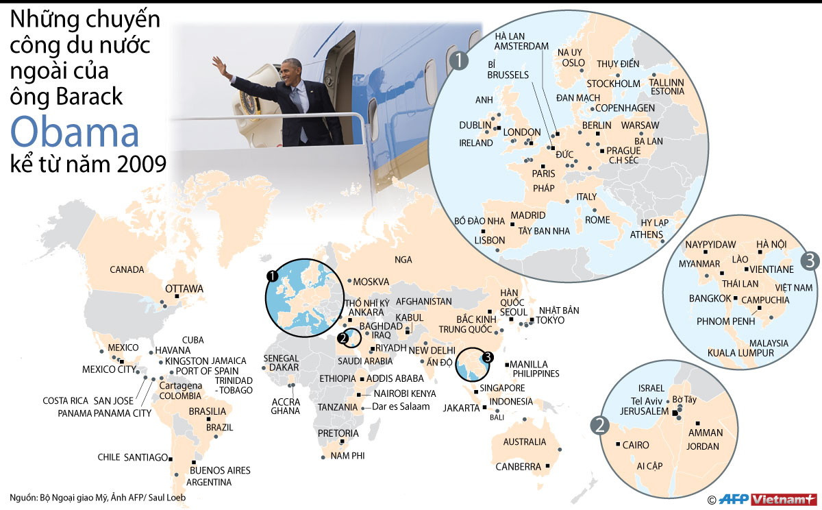 [Infographics] Những chuyến công du của Tống thống Mỹ Obama ảnh 1