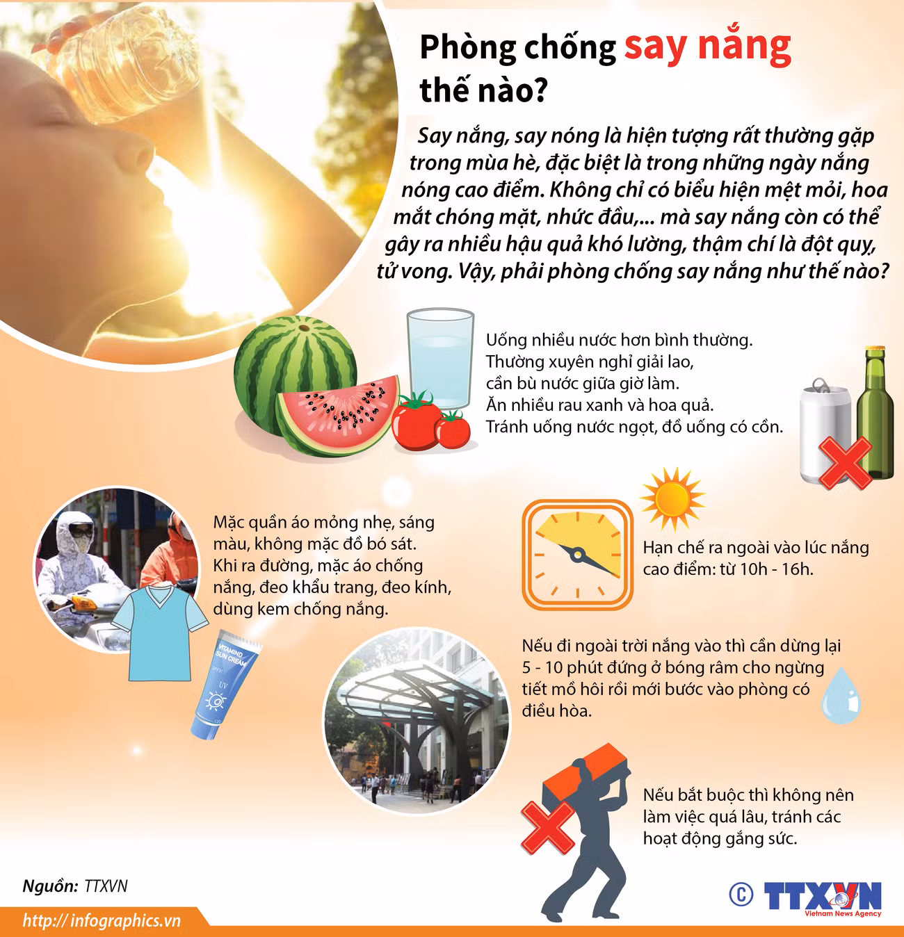 [Infographics] Những cách phòng chống say nắng, say nóng hiệu quả ảnh 1
