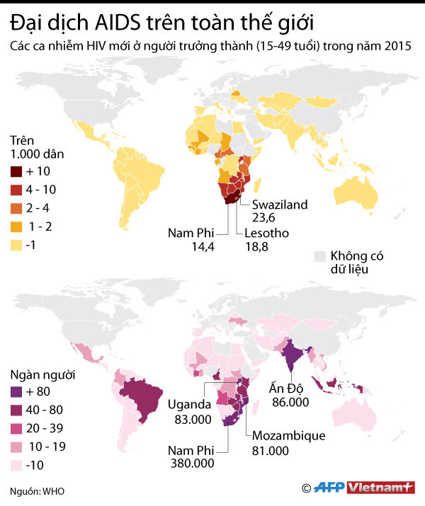 [Infographics] Tình hình về số người nhiễm AIDS trên toàn thế giới ảnh 1