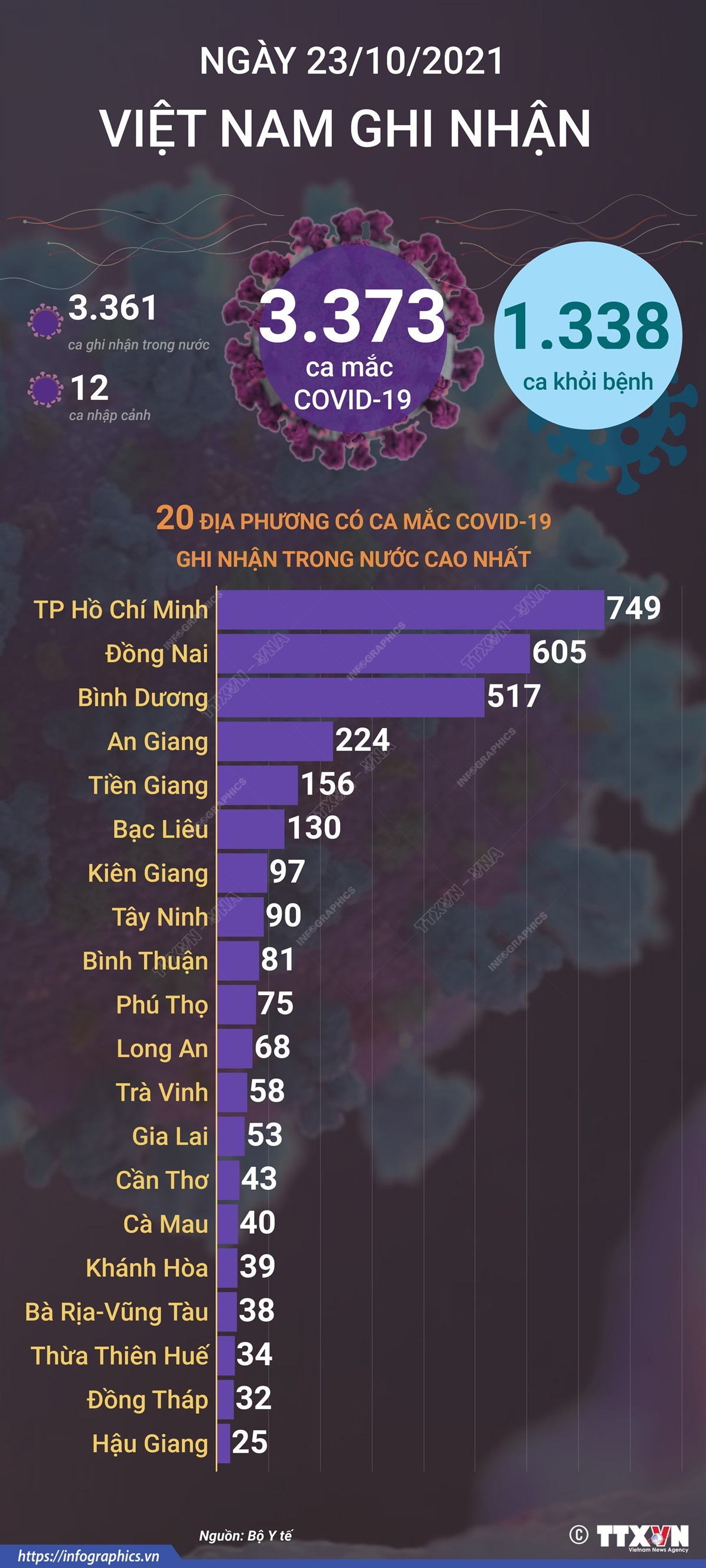 [Infographics] 1.338 ca được công bố khỏi bệnh trong ngày 23/10 ảnh 1