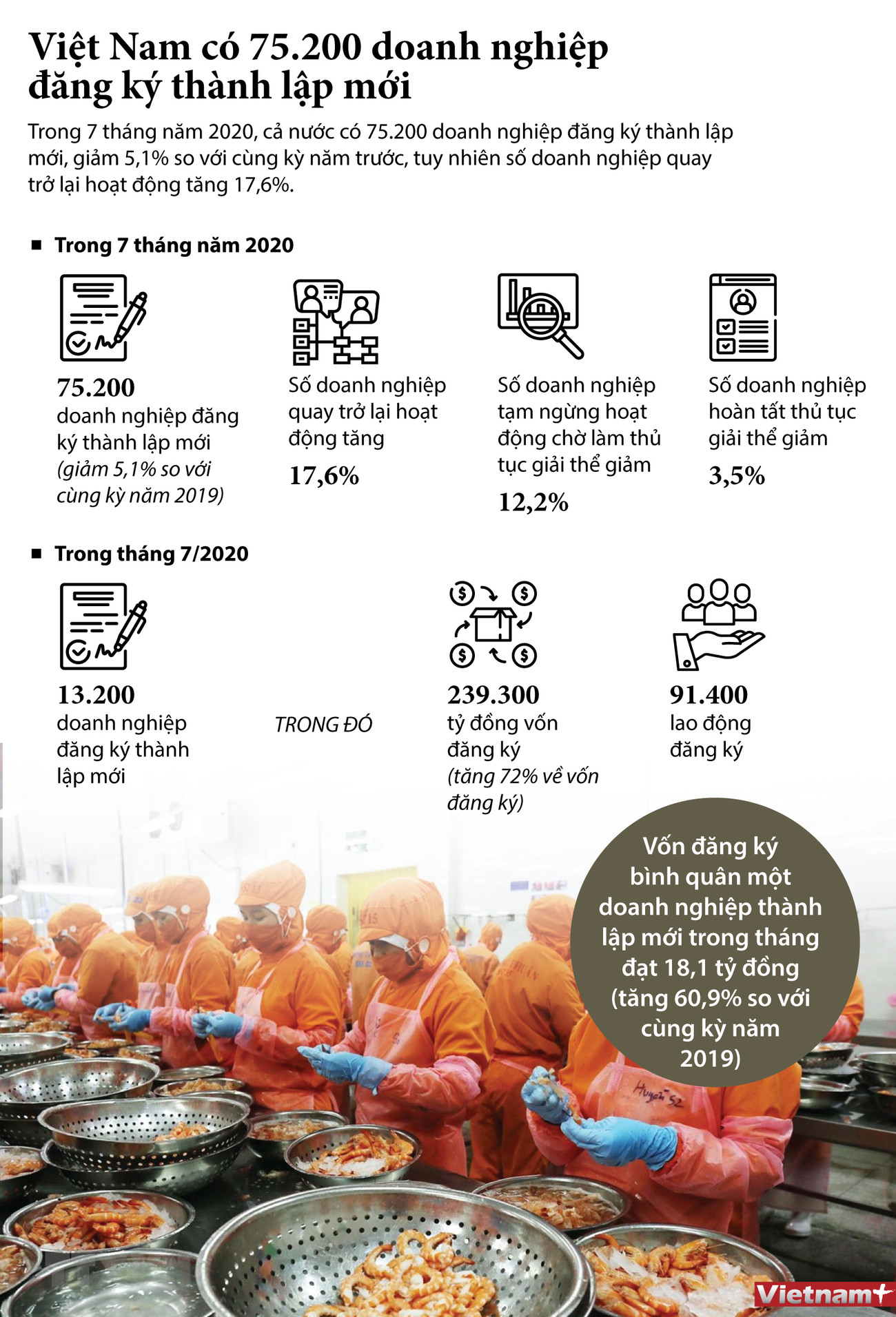 [Infographics] Việt Nam có 75.200 doanh nghiệp đăng ký thành lập mới ảnh 1