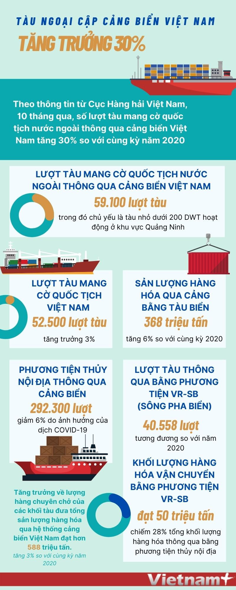 [Infographics] Tàu ngoại cập cảng biển Việt Nam tăng trưởng 30% ảnh 1