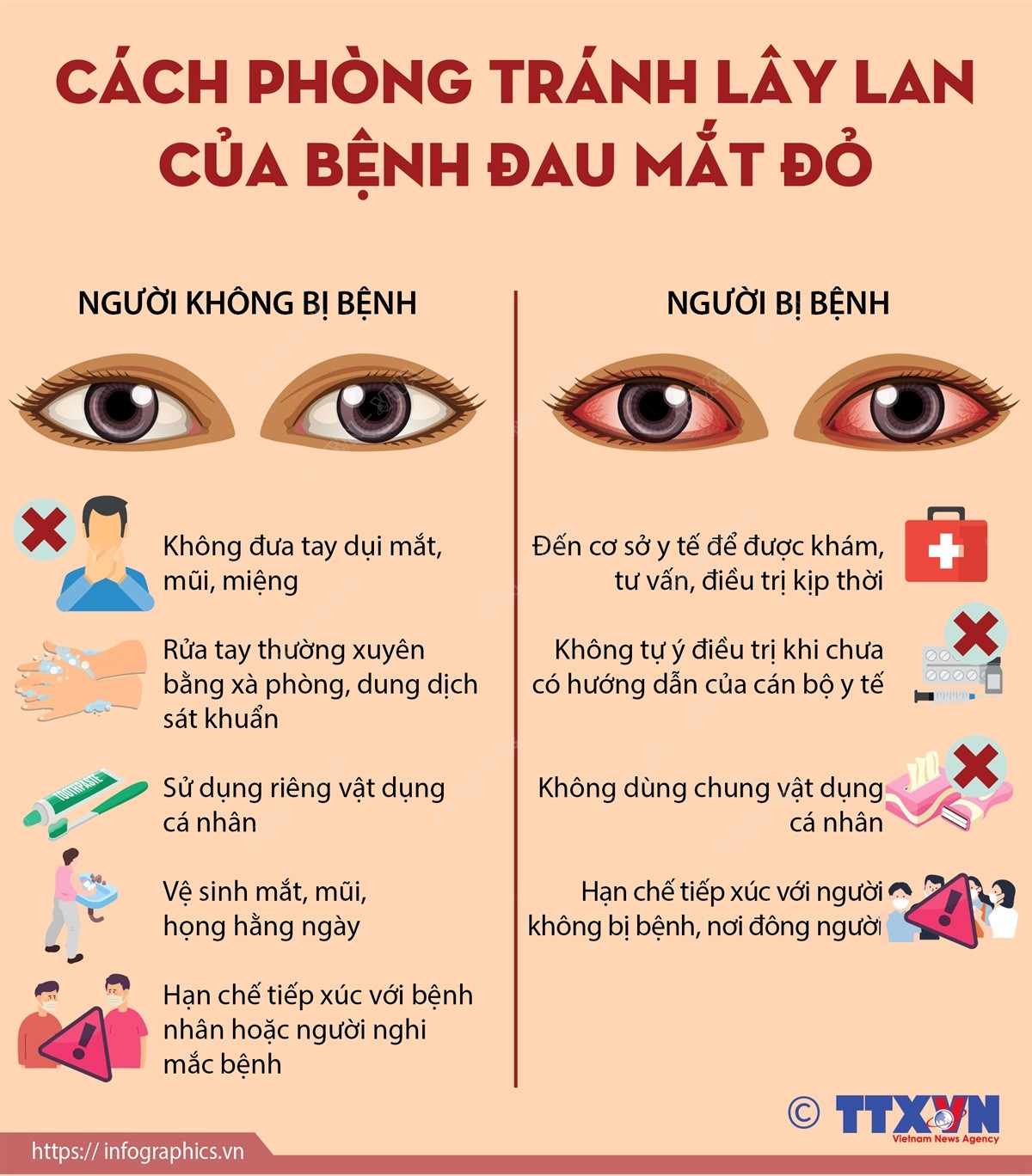 [Infographics] Cách phòng tránh lây lan của bệnh đau mắt đỏ ảnh 1