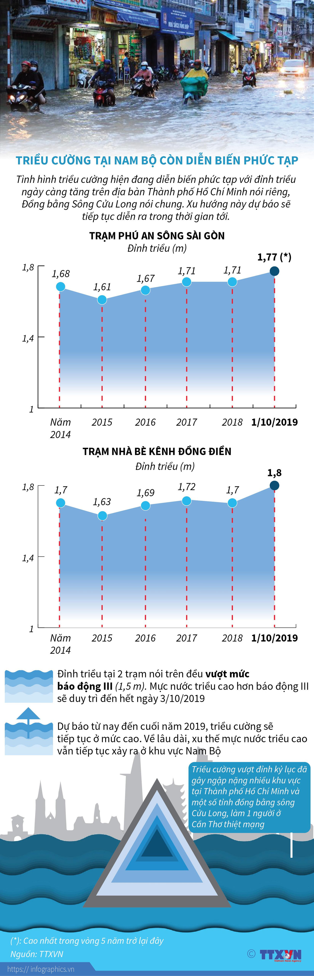 [Infographics] Triều cường tại Nam Bộ còn diễn biến phức tạp ảnh 1