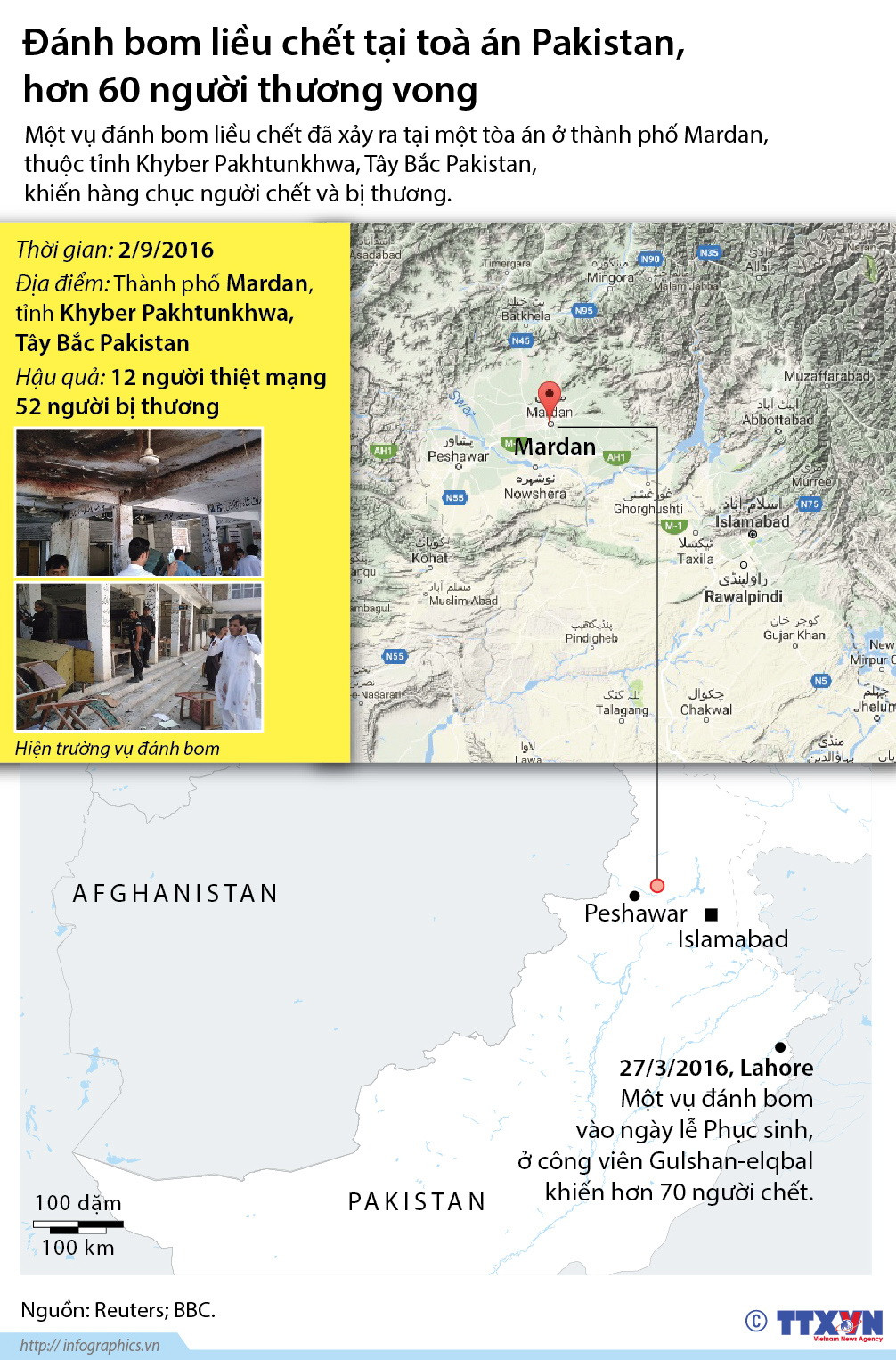 [Infographics] Hơn 60 người thương vong trong vụ đánh bom ở Pakistan ảnh 1