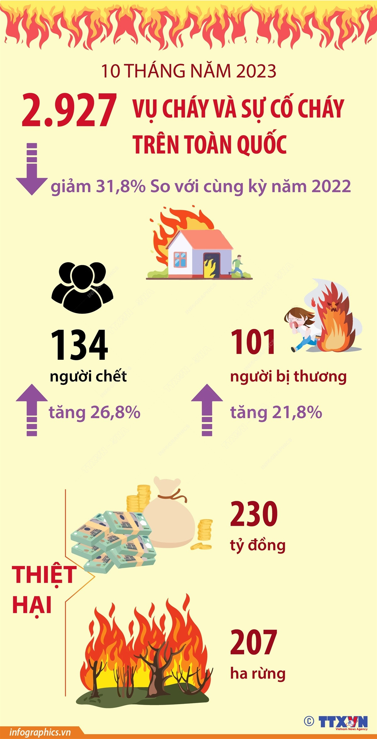 [Infographics] 134 người thiệt mạng vì các vụ hỏa hoạn trong 10 tháng ảnh 1