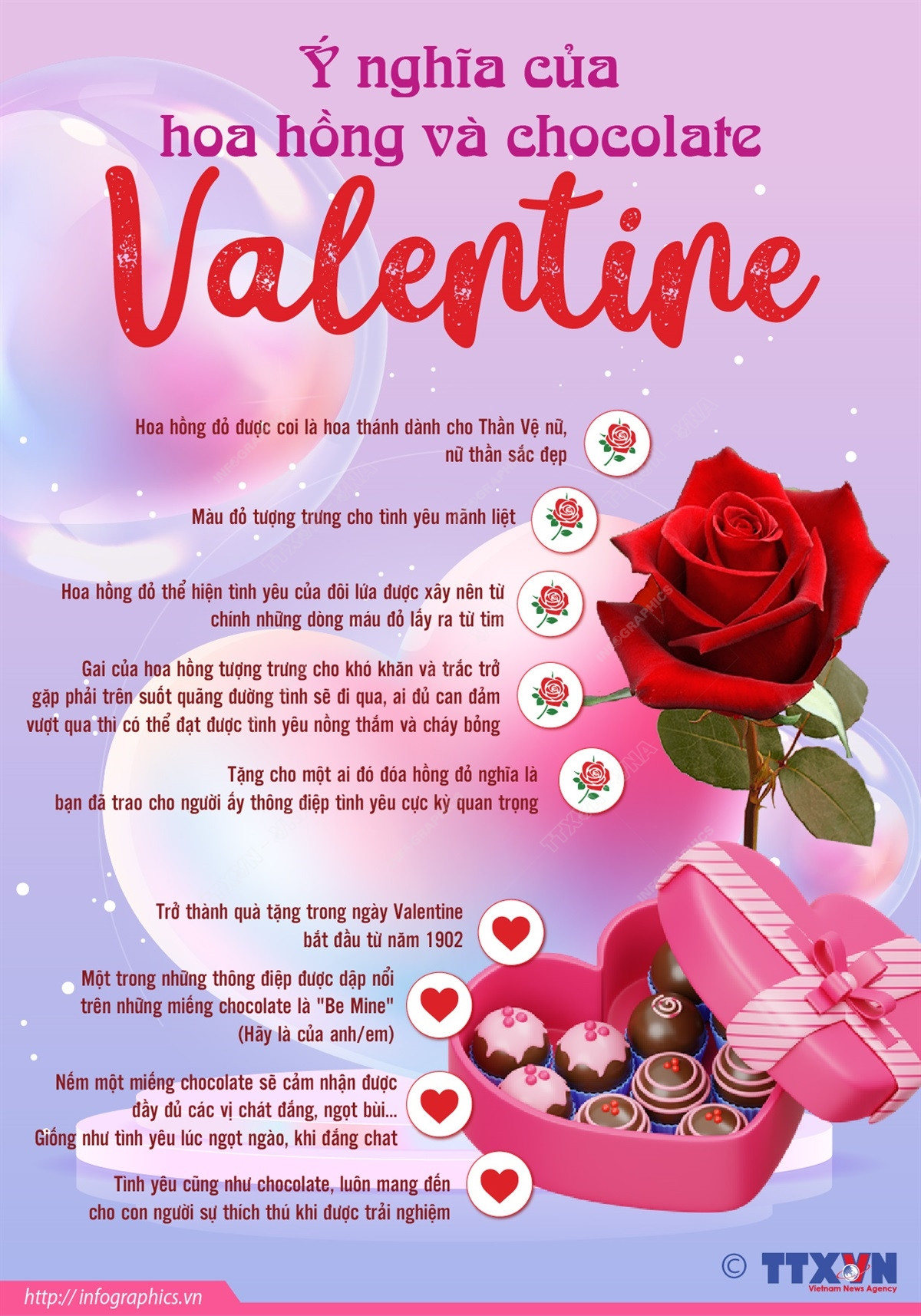 [Infographics] Ý nghĩa của hoa hồng và chocolate ngày Valentine ảnh 1