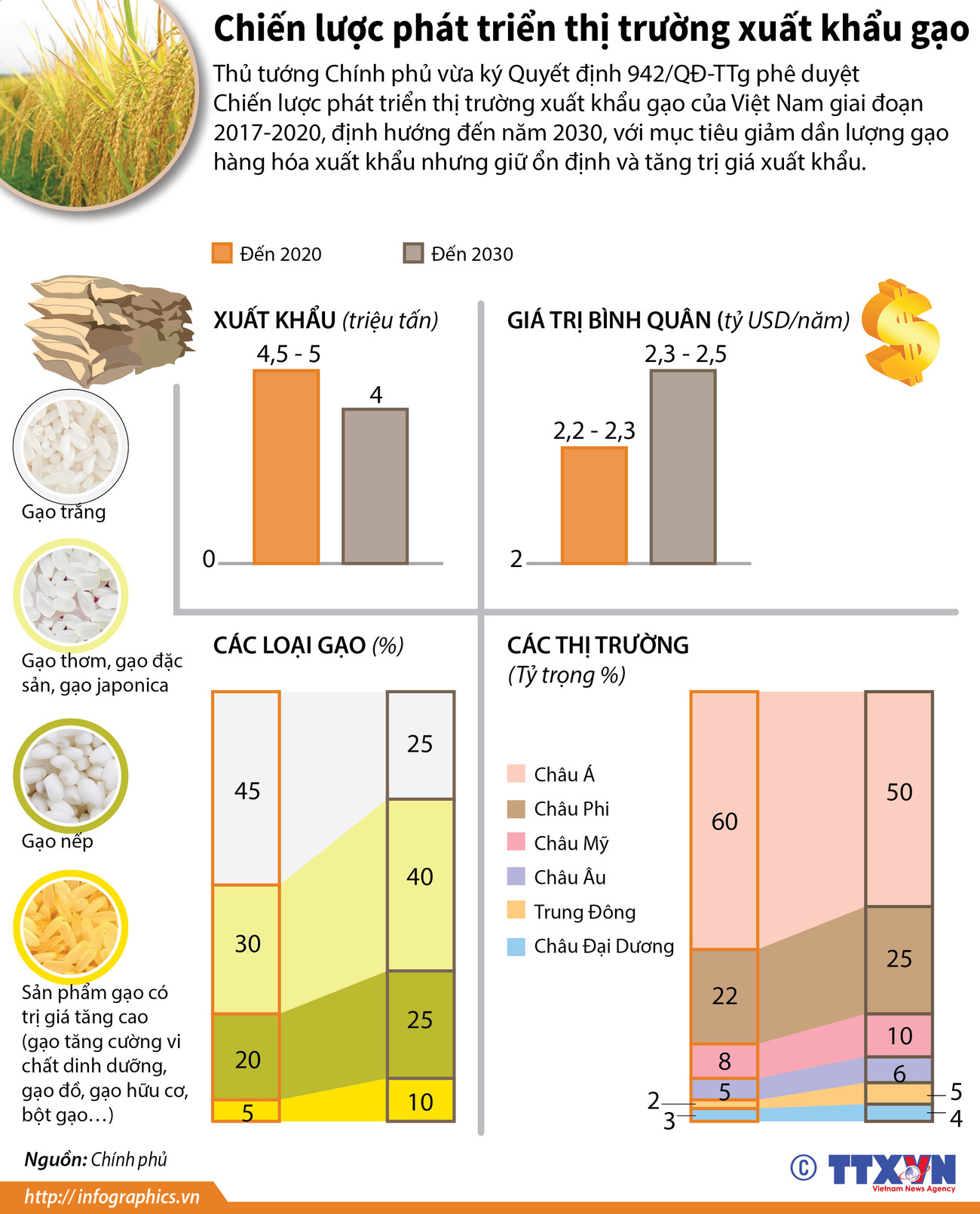 [Infographics] Chiến lược phát triển thị trường xuất khẩu gạo ảnh 1