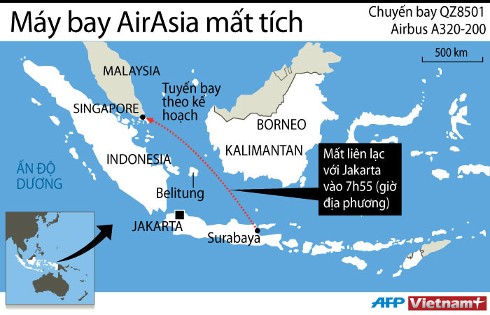[Infographics] Tuyến đường của chiếc máy bay AirAsia bị mất tích ảnh 1