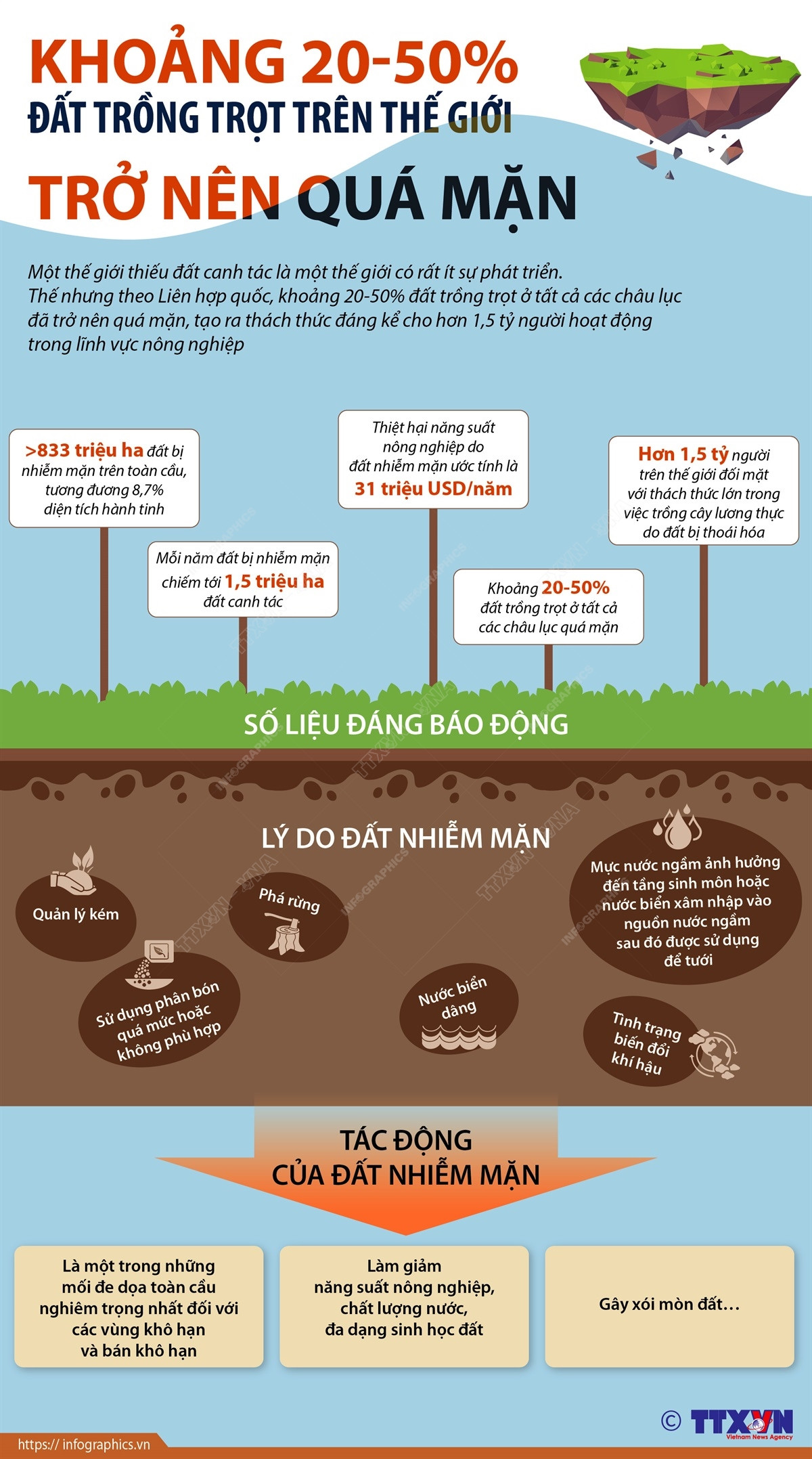 Khoảng 20-50% đất trồng trọt trên thế giới trở nên quá mặn ảnh 1