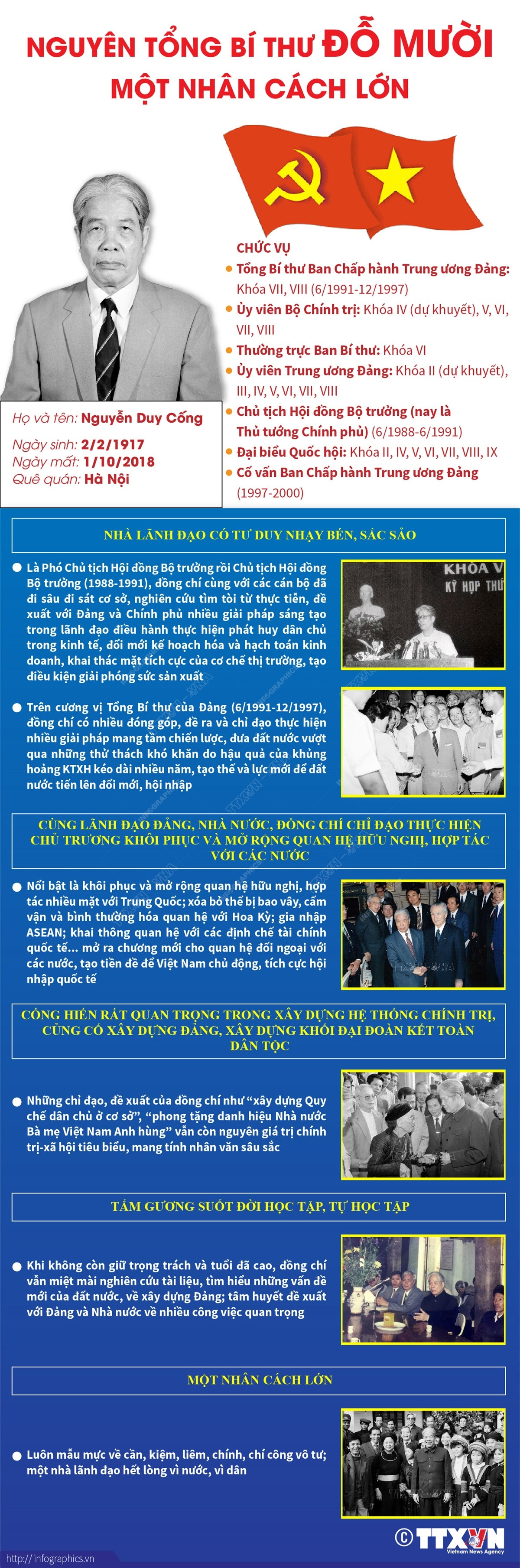 [Infographics] Nguyên Tổng Bí thư Đỗ Mười: Một nhân cách lớn ảnh 1