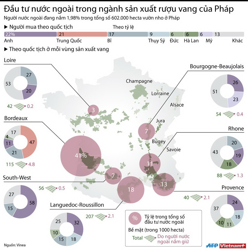 [Infographics] Đầu tư nước ngoài trong sản xuất rượu vang Pháp ảnh 1