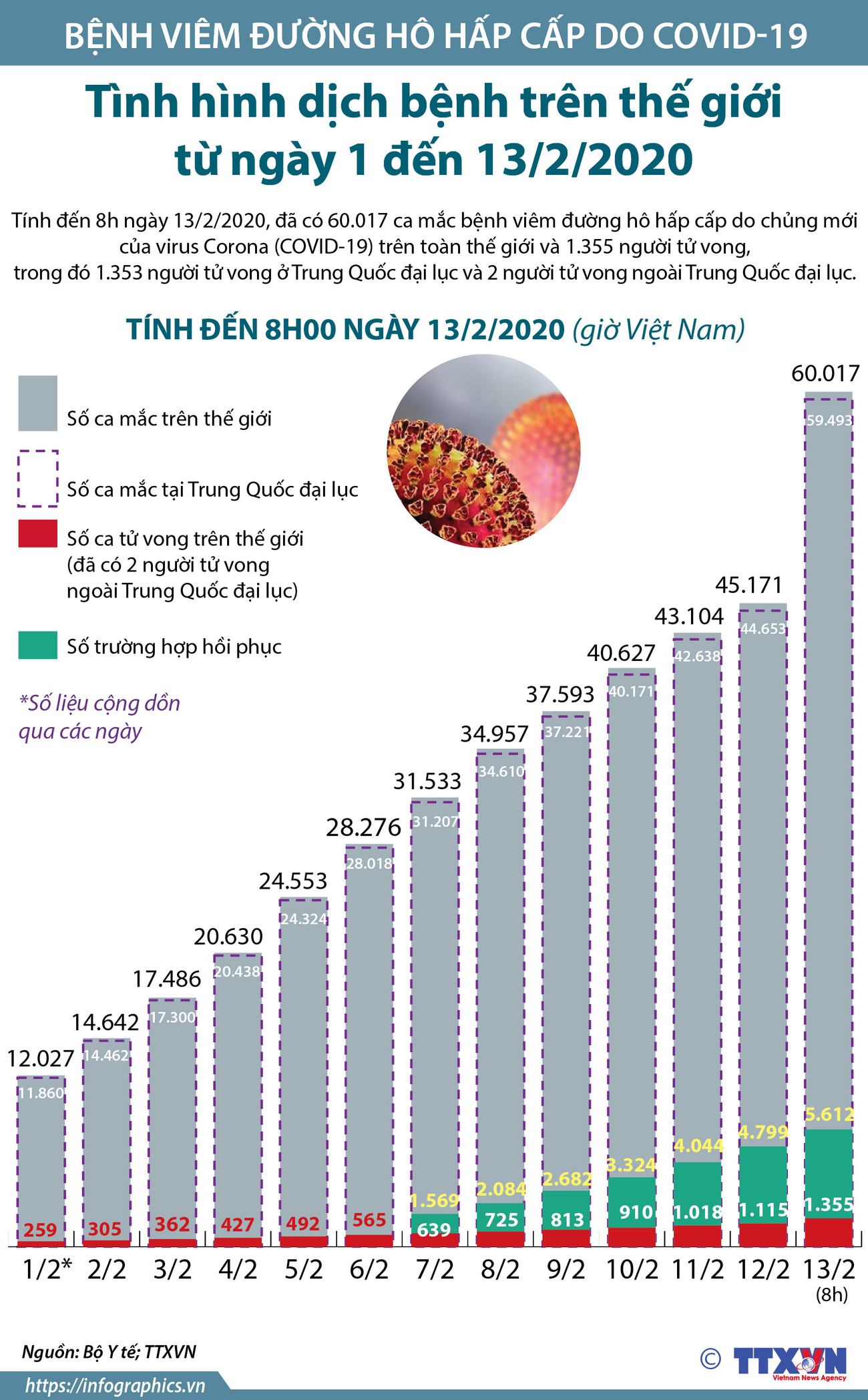 [Infographics] 60.017 ca mắc nhiễm virus corona chủng mới ảnh 1