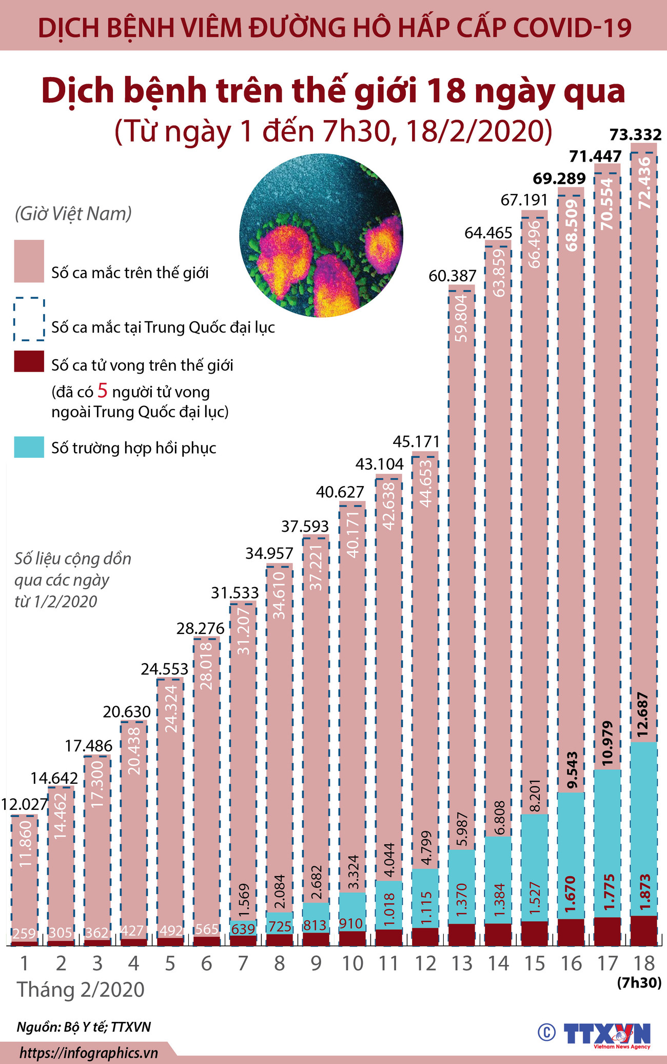 [Infographics] 73.332 ca mắc virus corona chủng mới trên thế giới ảnh 1