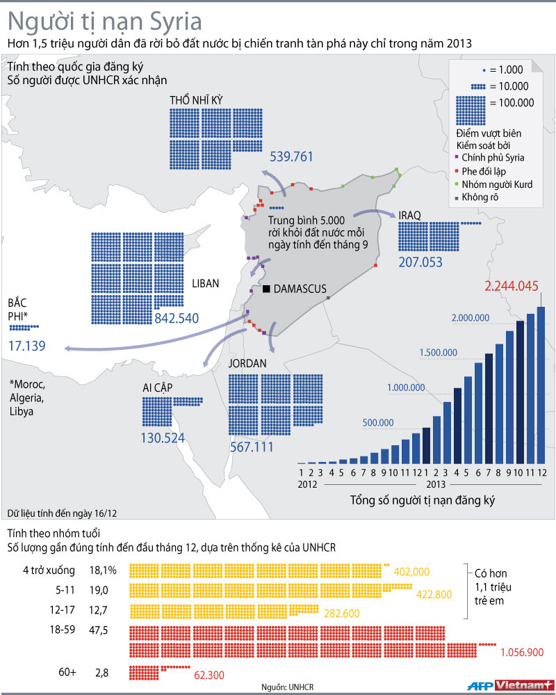 Hơn 1,5 triệu người Syria đã rời đất nước trong năm 2013 ảnh 1