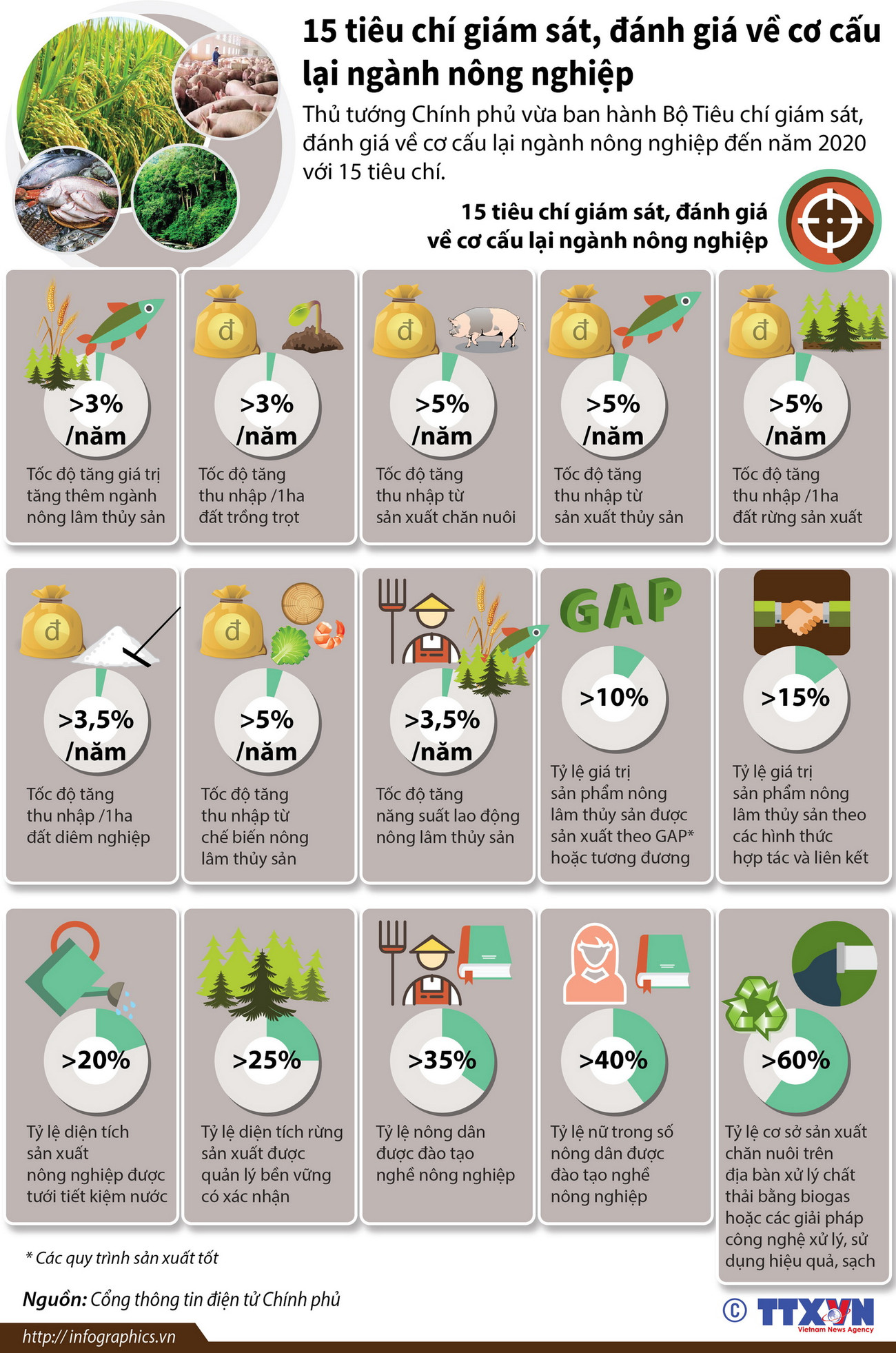[Infographics] 15 tiêu chí đánh giá về cơ cấu lại ngành nông nghiệp ảnh 1