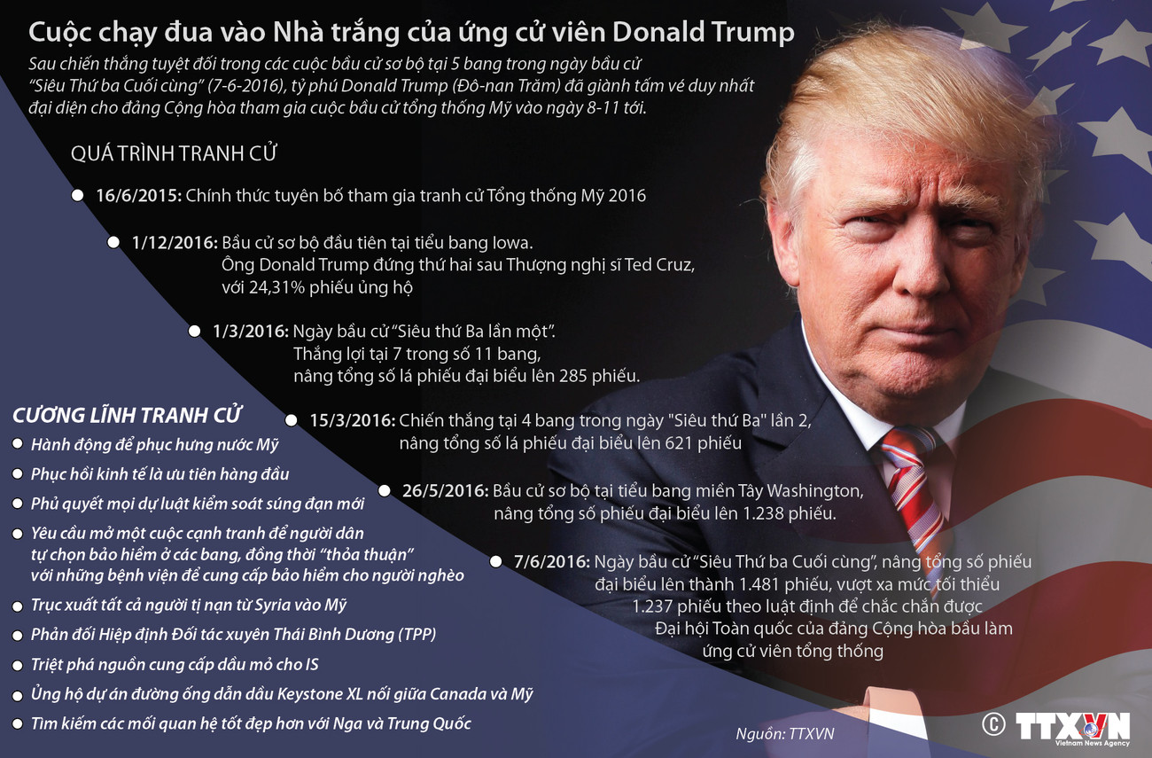 [Infographics] Tỷ phú Donald Trump và cương lĩnh tranh cử ảnh 1