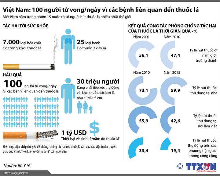 [Infographics] Mỗi ngày Việt Nam có 100 người tử vong vì thuốc lá ảnh 1