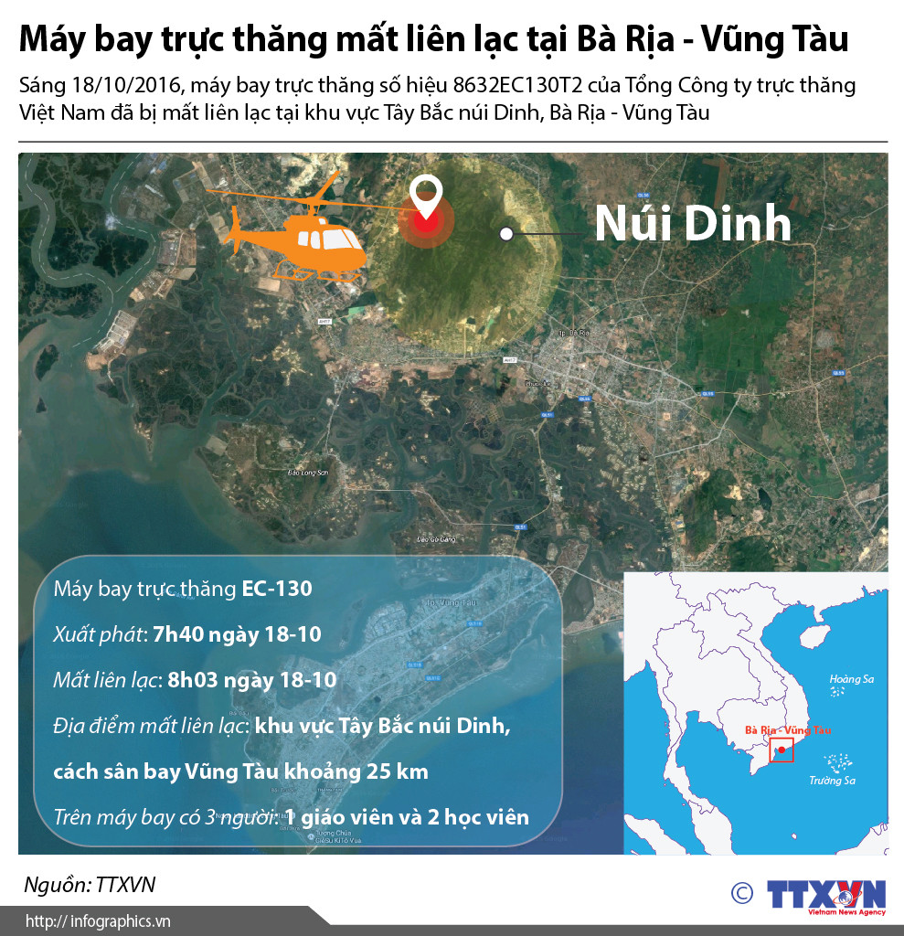 [Infographics] Máy bay trực thăng mất liên lạc ở Bà Rịa-Vũng Tàu ảnh 1
