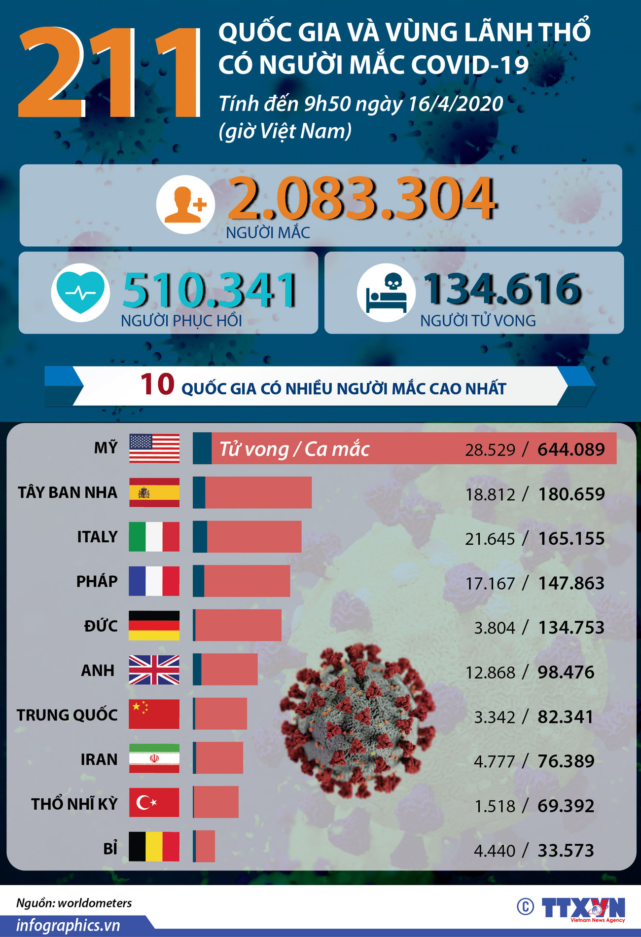 [Infographics] 211 quốc gia, vùng lãnh thổ có người mắc COVID-19 ảnh 1