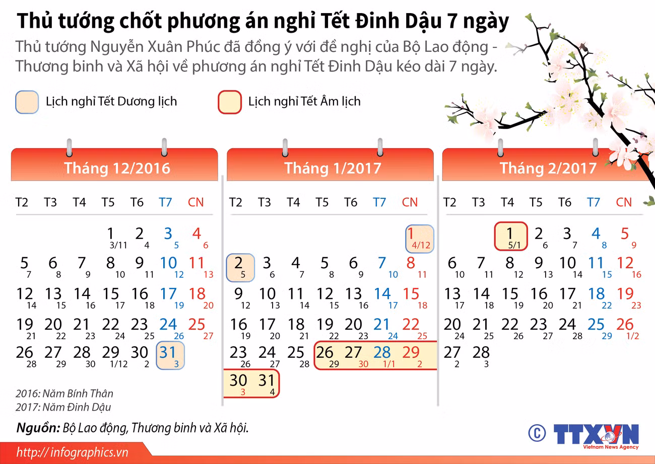 [Infographics] Thủ tướng chốt phương án nghỉ Tết Đinh Dậu 7 ngày ảnh 1