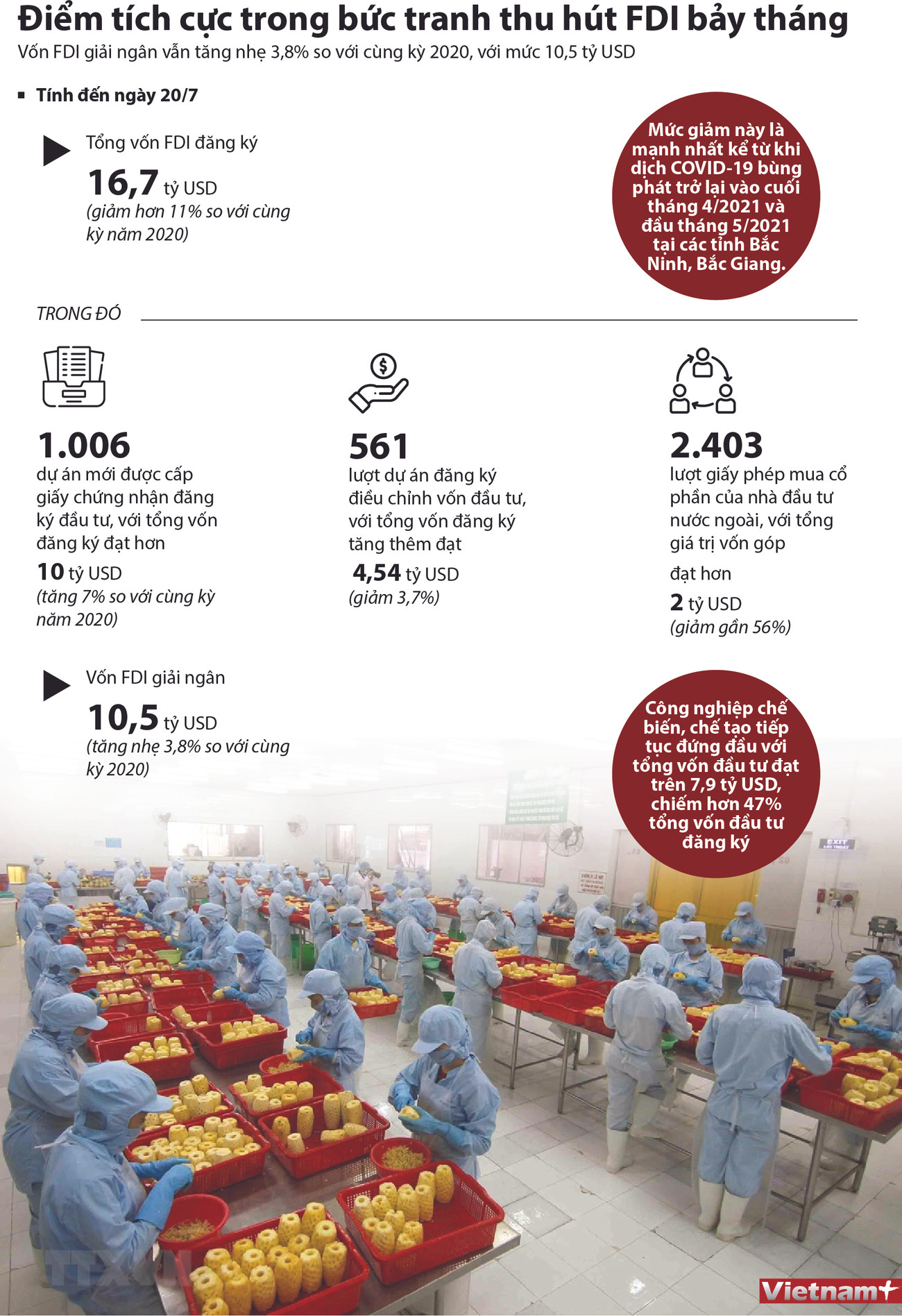 [Infographics] Điểm sáng trong bức tranh thu hút vốn FDI 7 tháng ảnh 1