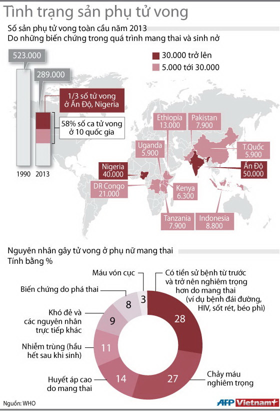 [Infographics] Số sản phụ tử vong trên toàn cầu năm 2013 ảnh 1