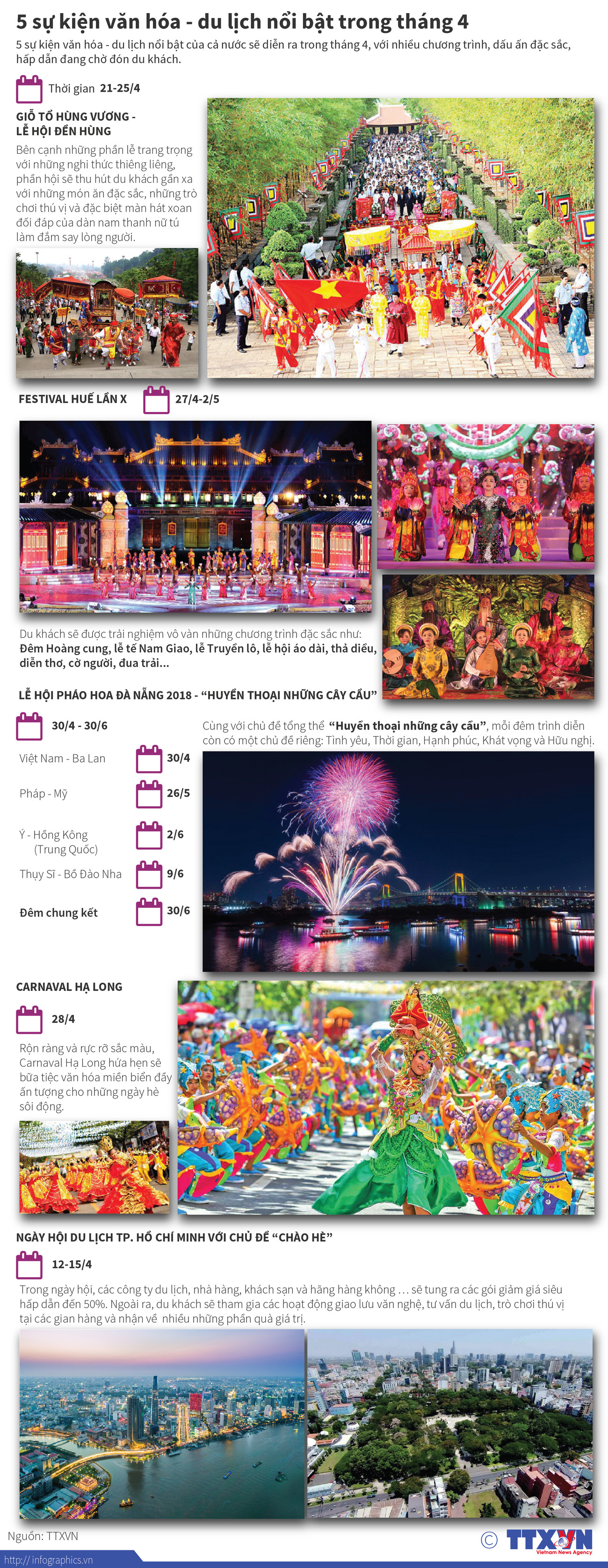 [Infographics] Năm sự kiện văn hóa - du lịch nổi bật trong tháng Tư ảnh 1