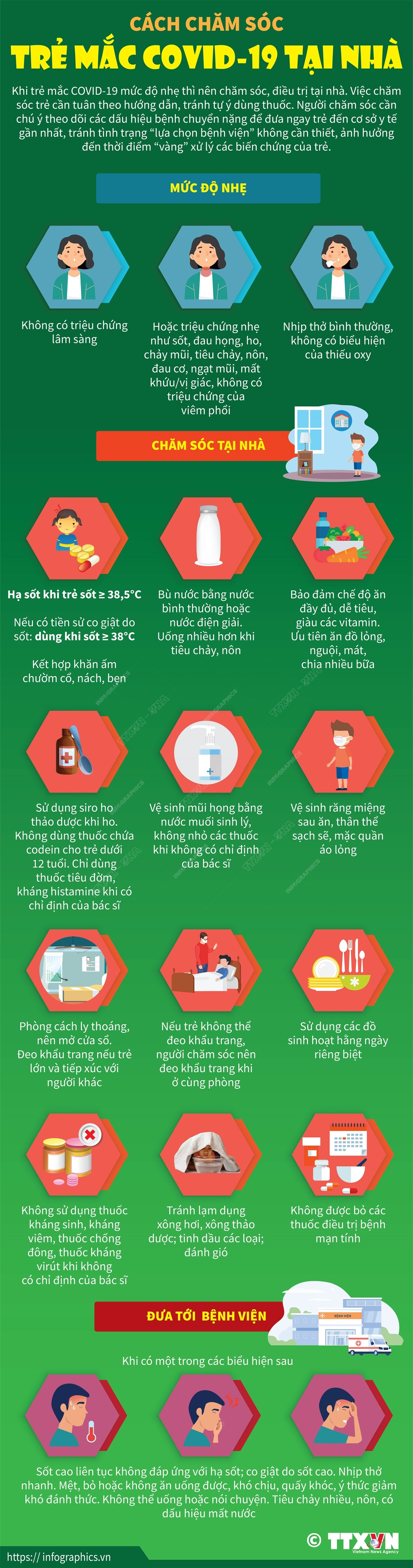 [Infographics] Hướng dẫn cách chăm sóc trẻ mắc COVID-19 tại nhà ảnh 1