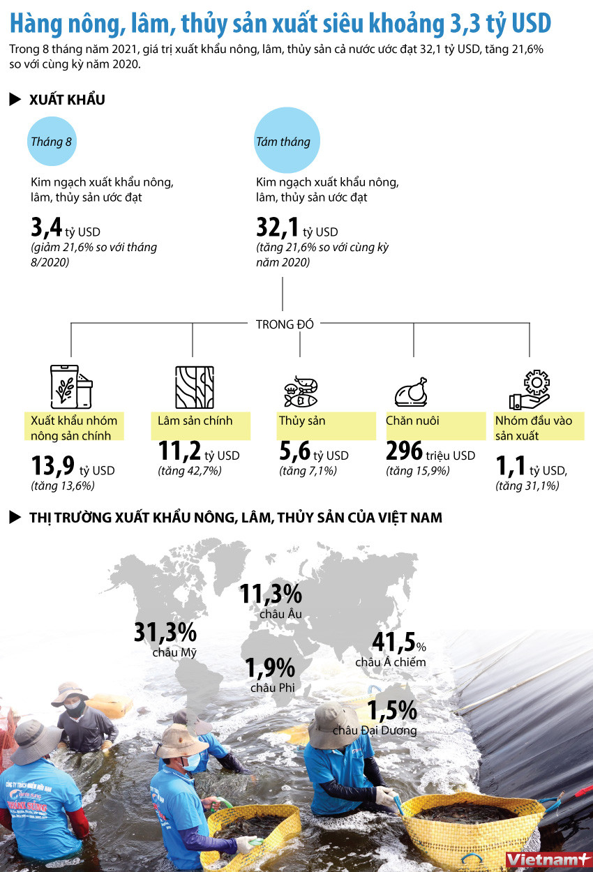 [Infographics] Hàng nông, lâm, thủy sản xuất siêu khoảng 3,3 tỷ USD ảnh 1