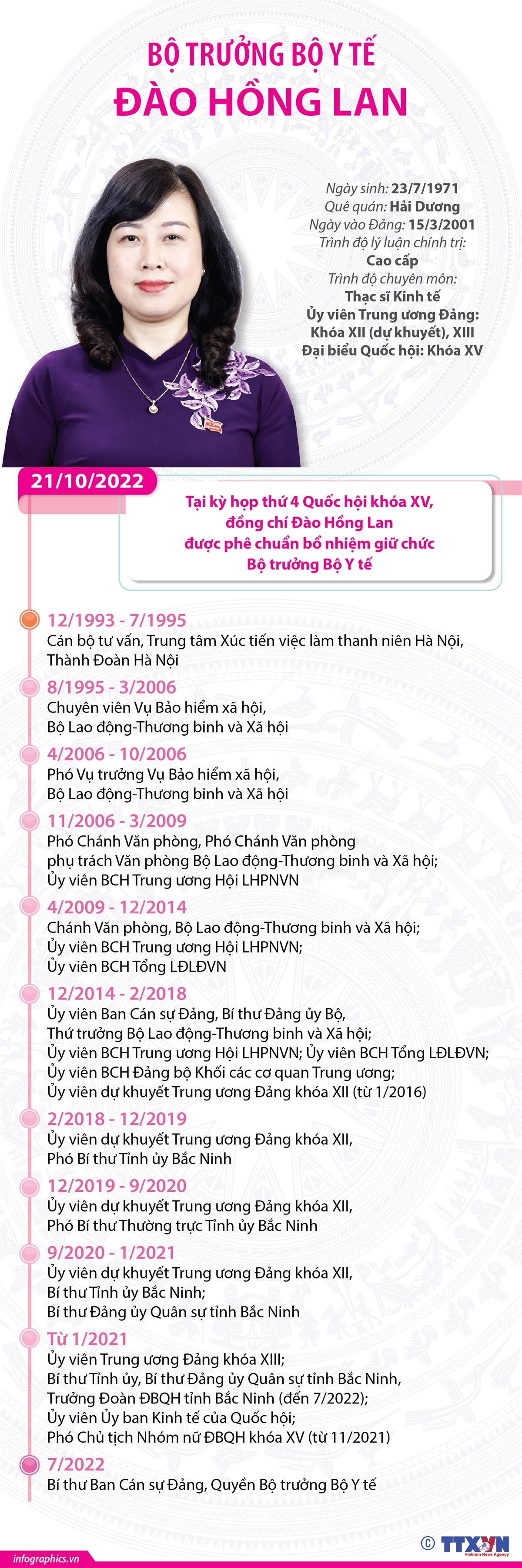 [Infographics] Tiểu sử Bộ trưởng Bộ Y tế Đào Hồng Lan ảnh 1