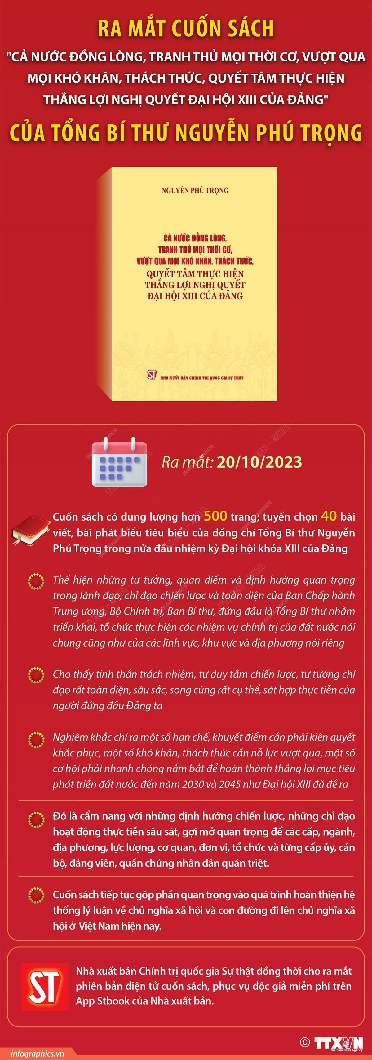 [Infographics] Ra mắt cuốn sách của Tổng Bí thư Nguyễn Phú Trọng ảnh 1