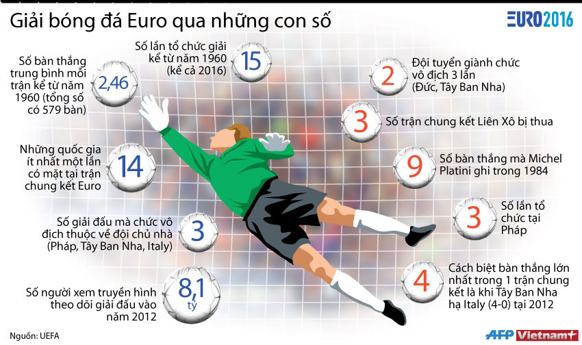 [Infographics] Giải bóng đá châu Âu Euro qua những con số ảnh 1
