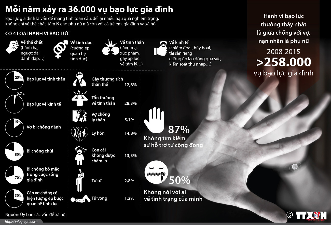 [Infographics] Mỗi năm, Việt Nam xảy ra 36.000 vụ bạo lực gia đình ảnh 1
