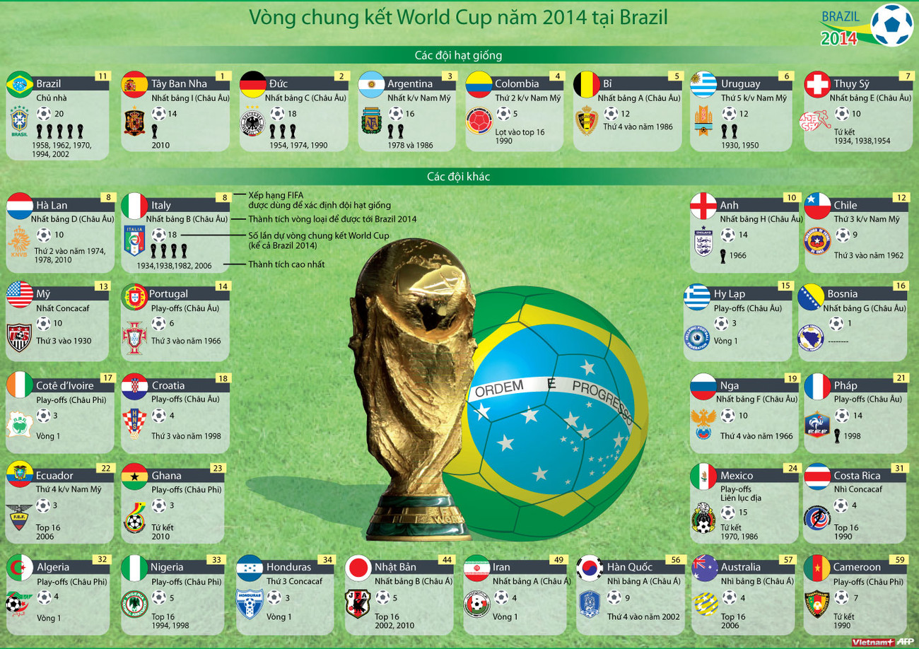 Điểm mặt 32 đội tuyển dự vòng chung kết World Cup 2014 ảnh 1