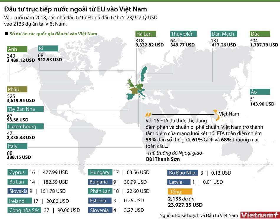 [Infographics] Đầu tư trực tiếp nước ngoài từ EU vào Việt Nam ảnh 1