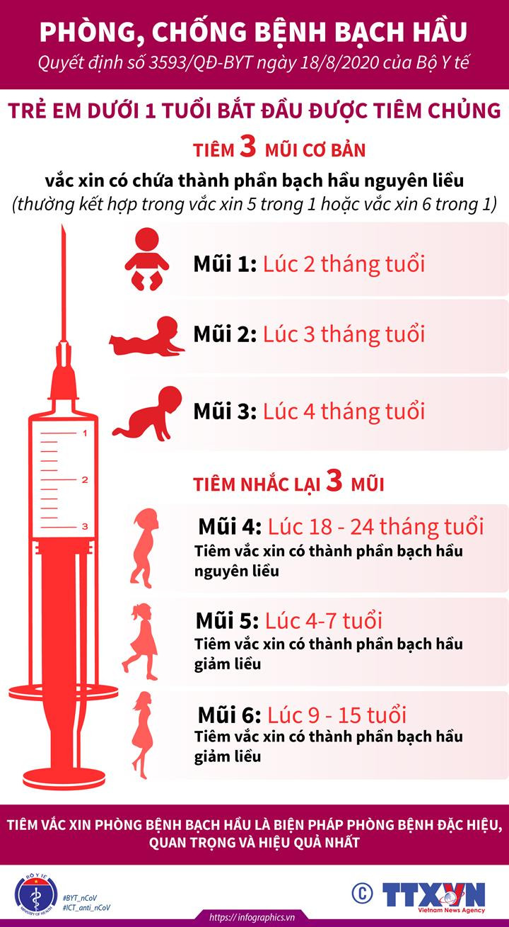 [Infographics] Trẻ em dưới 1 tuổi được tiêm chủng phòng bệnh bạch hầu ảnh 1
