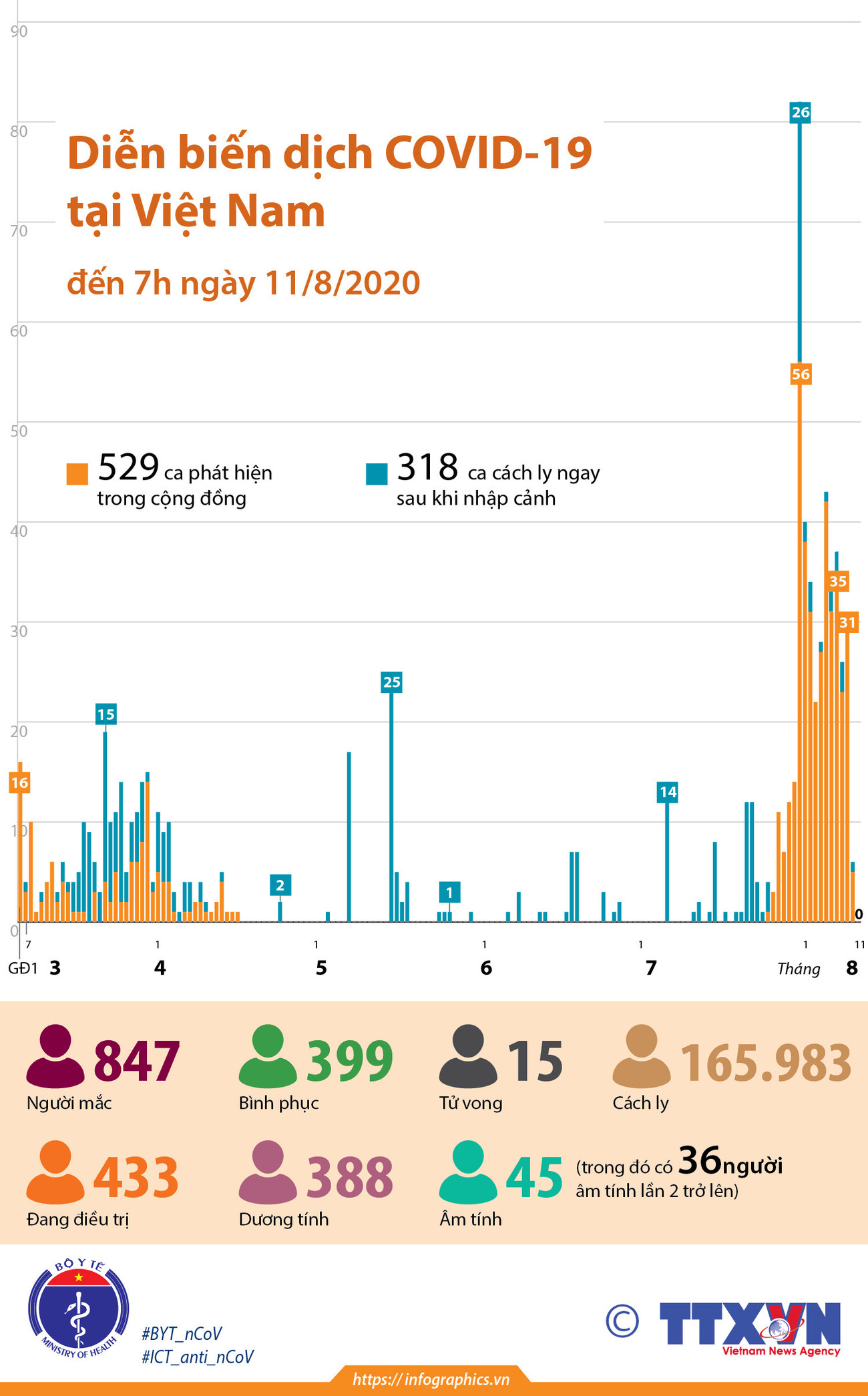 [Infographics] Diễn biến dịch COVID-19 tại Việt Nam đến sáng 11/8 ảnh 1