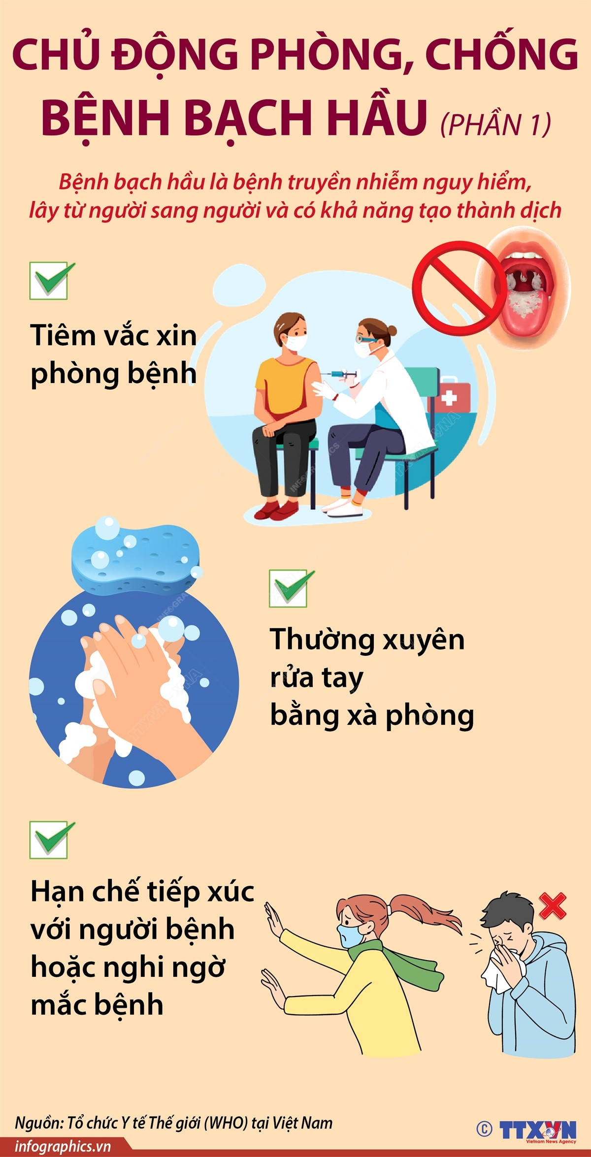[Infographics] Chủ động phòng, chống dịch bệnh bạch hầu ảnh 1