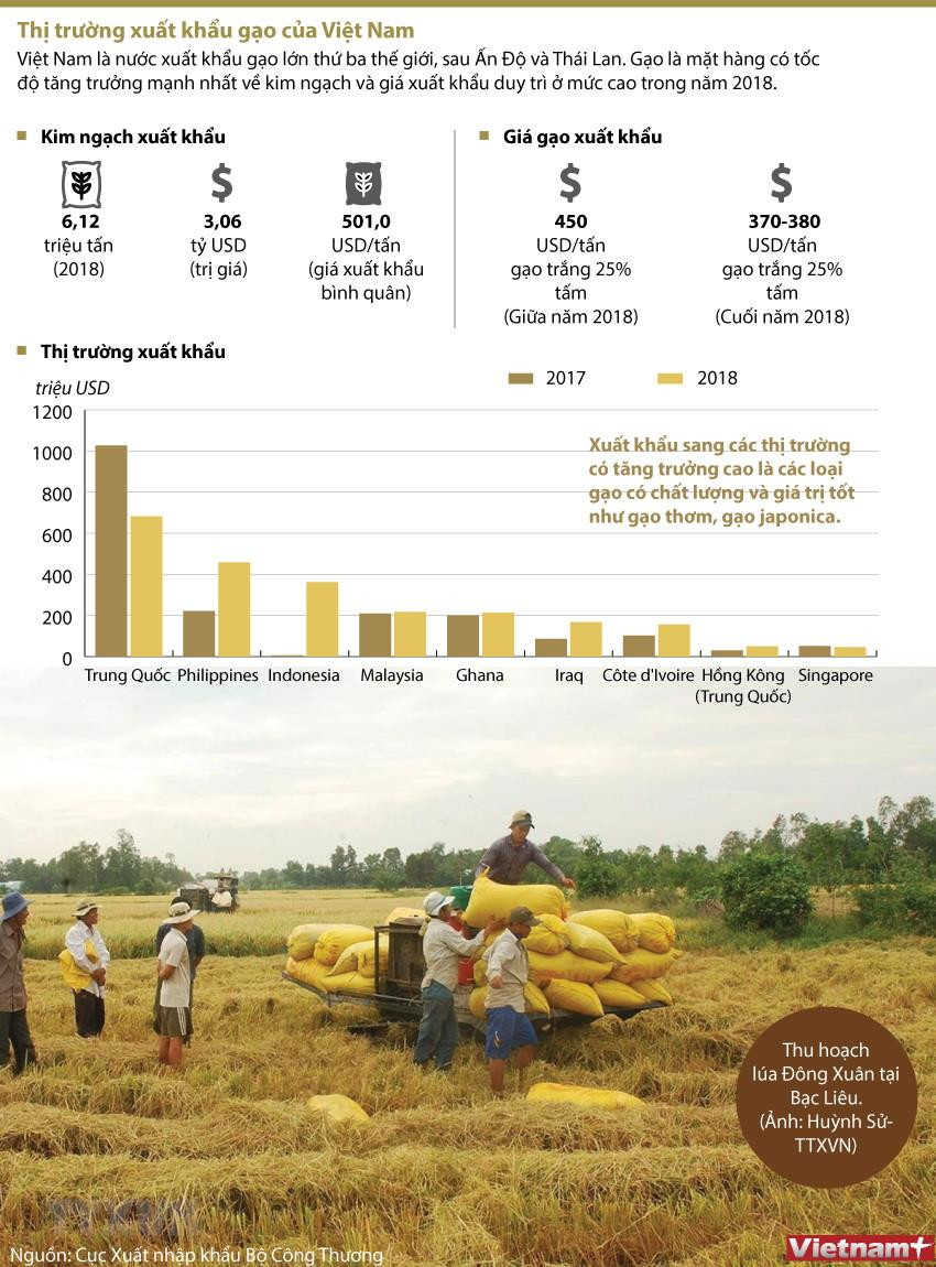 [Infographics] Thị trường xuất khẩu gạo của Việt Nam ảnh 1