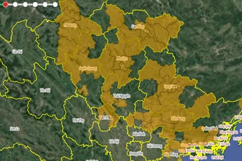 Các khu vực có nguy cơ xảy ra cháy rừng ở cấp nguy hiểm. (Nguồn: Cục Lâm nghiệp và Kiểm lâm)