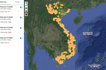 Hệ thống ghi lại các điểm cháy. (Nguồn ảnh: Cục Lâm nghiệp và Kiểm lâm)