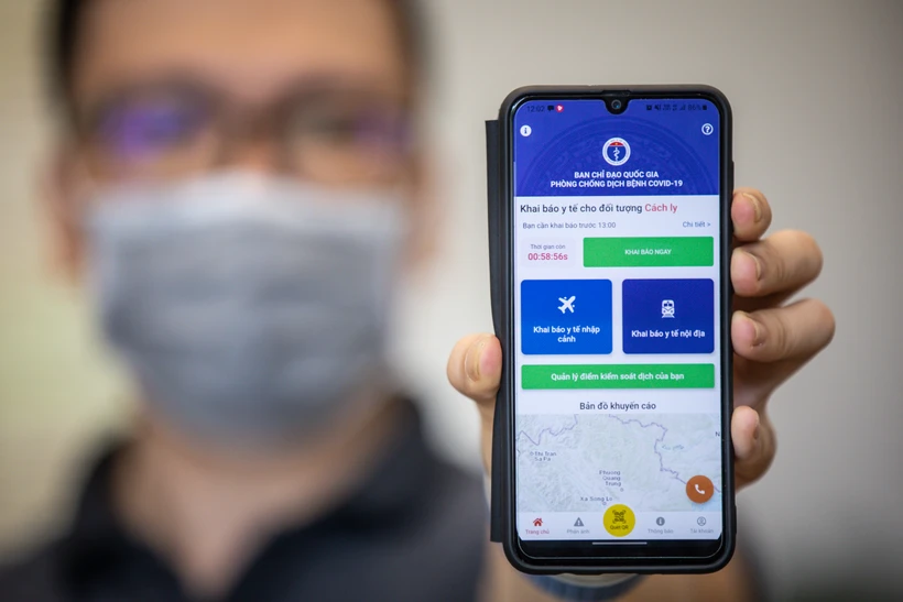 Phần mềm VHD do Viettel Solutions phát triển đã tích hợp chức năng giám sát cách ly. (Ảnh: Minh Sơn/Vietnam+)