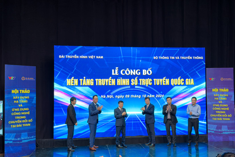 Công bố Nền tảng truyền hình số trực tuyến quốc gia VTVGo. (Ảnh: Minh Sơn/Vietnam+)